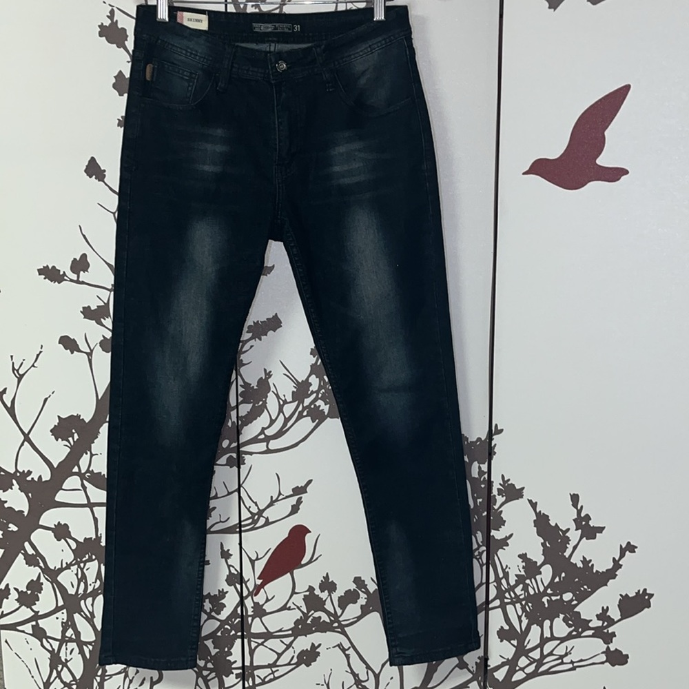 DICKIES Men’s Size 31 Black Skinny Jeans with Faded Dusted White Design NWOT $